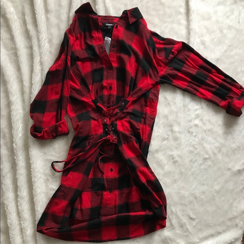 Buffalo plaid dress from express. NEVER WORN!!